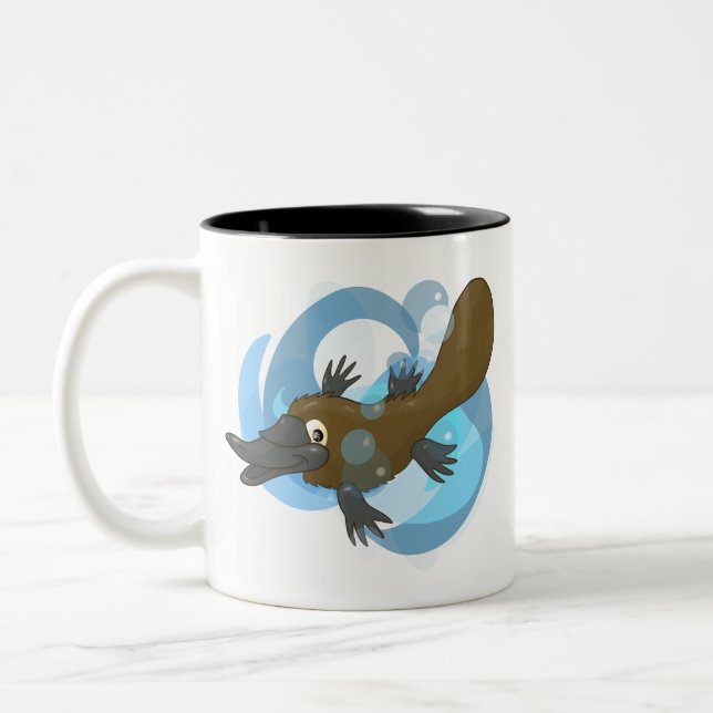 Swimming Platypus Two-Tone Coffee Mug (Left)