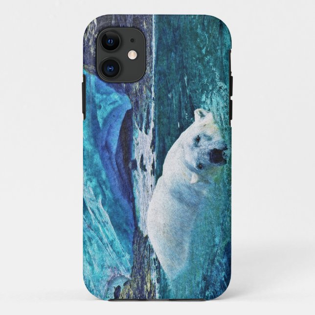 Swimming Polar Bear & Arctic Ice iPhone Case (Back)
