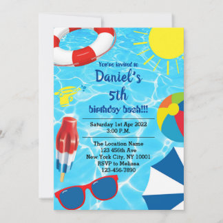 Swimming Pool Bash Birthday Party Invitation
