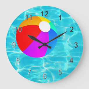 Swimming Pool Beach Ball. Large Clock