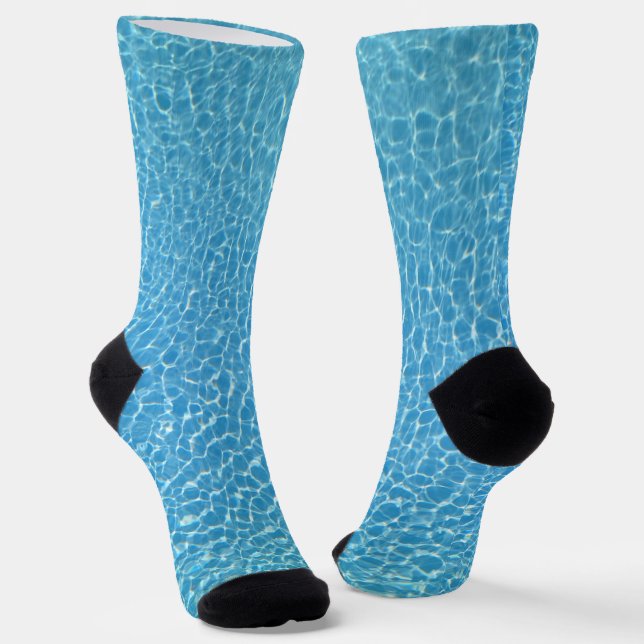 Swimming Pool Blue Rippling Water Socks (Angled)