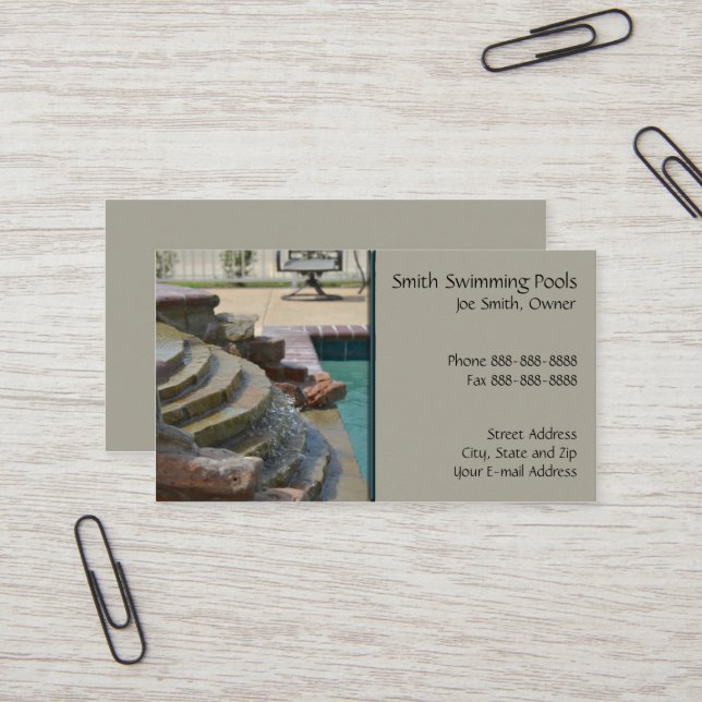 Swimming Pool Business Card (Front/Back In Situ)