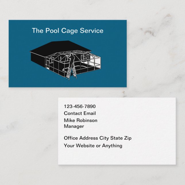 Swimming Pool Cage Theme Business Cards (Front/Back)