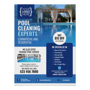 Swimming Pool Cleaning Service Glossy Poster