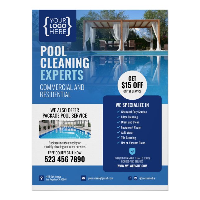 Swimming Pool Cleaning Service Glossy Poster (Front)