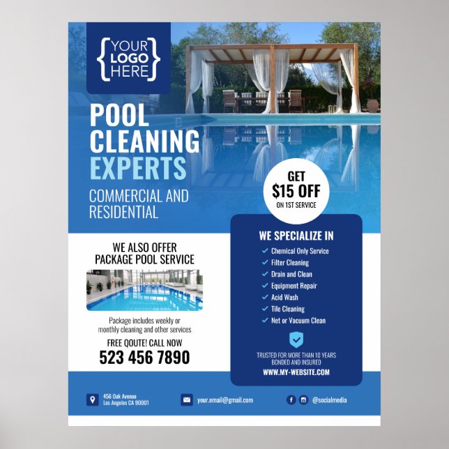 Swimming Pool Cleaning Service Poster (Front)