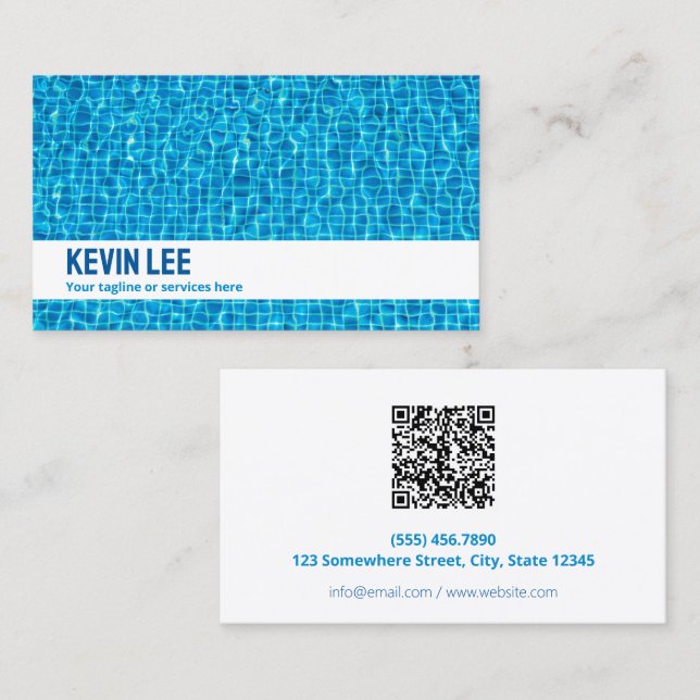 🏊‍♂️🏊‍♀️ Swimming Pool Custom QR Business Card (Front/Back)