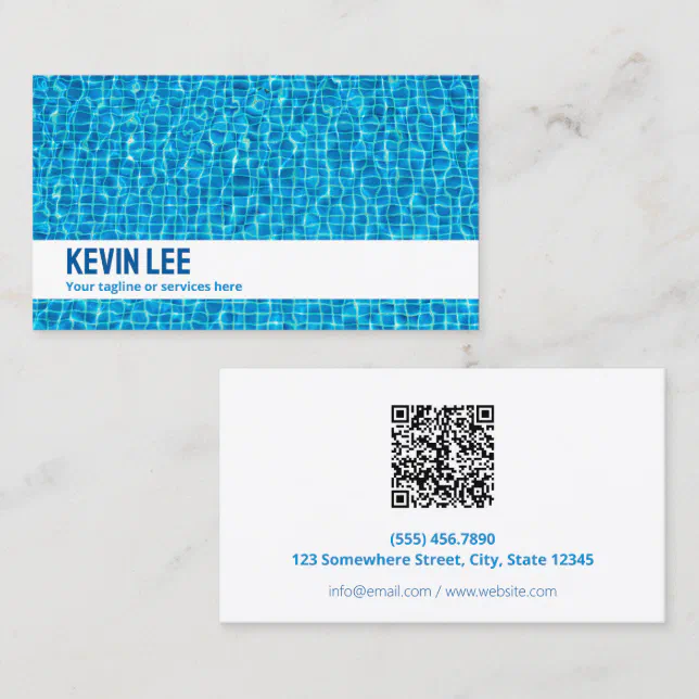 ‍♂️ ‍♀️ Swimming Pool Custom QR Business Card | Zazzle