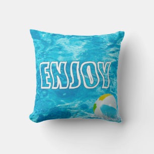 Swimming Pool Enjoy Text Throw Pillow