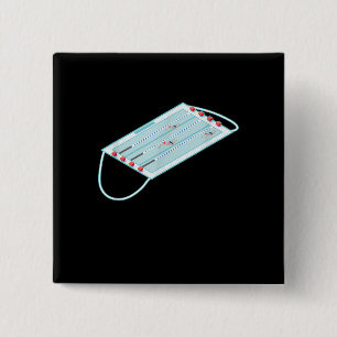 Swimming Pool Face Mask Masks Meme Gag T-Shirt 15 Cm Square Badge