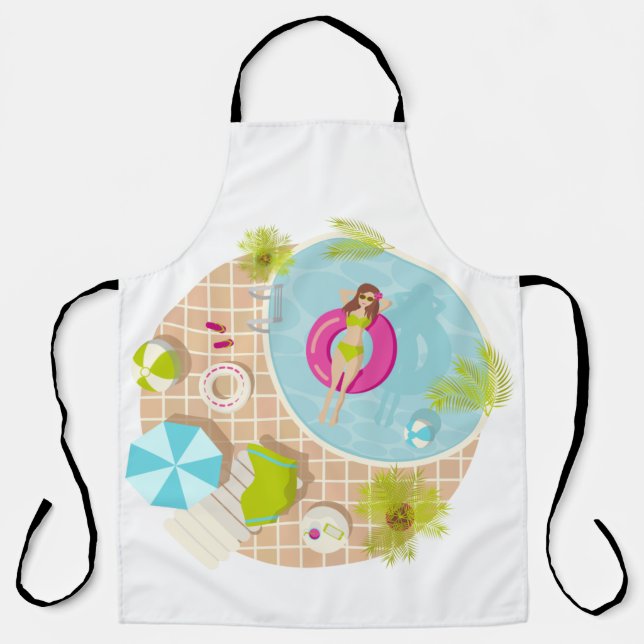 Swimming pool girl in bikini summer beach  apron (Front)