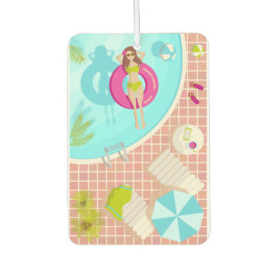 Swimming pool girl in bikini summer beach car air freshener