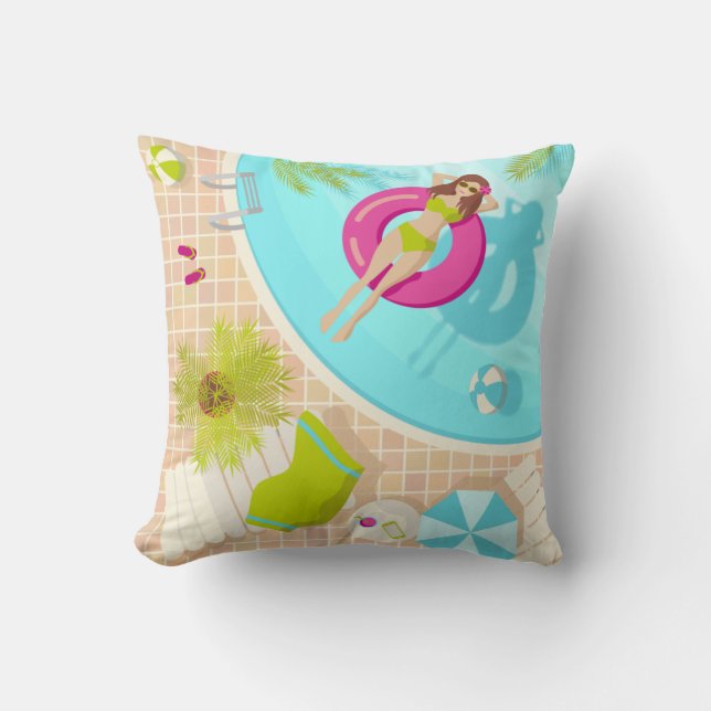 Swimming pool girl in bikini summer beach cushion (Front)