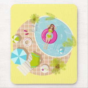 Swimming pool girl in bikini summer beach  mouse pad
