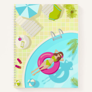 Swimming pool girl in bikini summer beach notebook