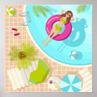 Swimming pool girl in bikini summer beach