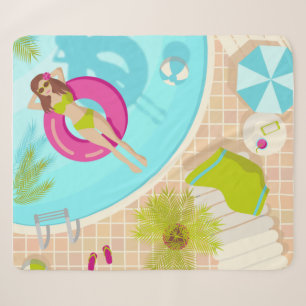 Swimming pool girl in bikini summer beach sherpa blanket