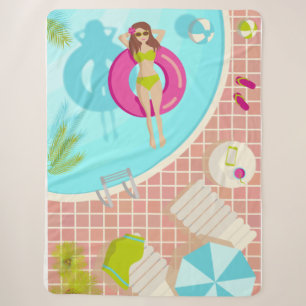 Swimming pool girl in bikini summer beach sherpa blanket