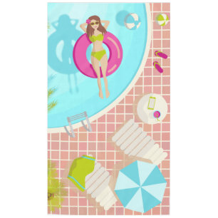 Swimming pool girl in bikini summer beach  tablecloth