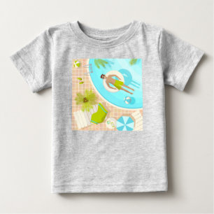 Swimming pool guy on tropical summer beach vacay baby T-Shirt