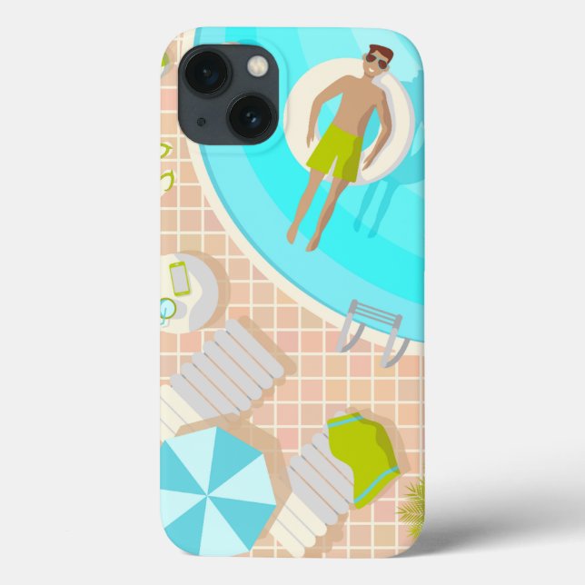 Swimming pool guy on tropical summer beach vacay Case-Mate iPhone case (Back)