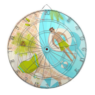 Swimming pool guy on tropical summer beach vacay dartboard