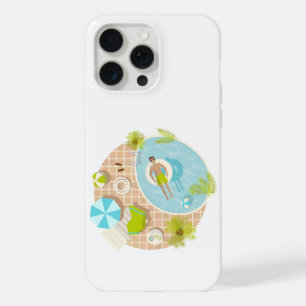 Swimming pool guy on tropical summer beach vacay iPhone 15 pro max case