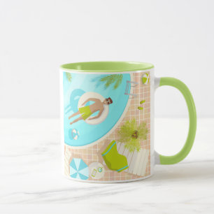 Swimming pool guy on tropical summer beach vacay mug