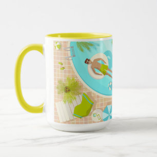 Swimming pool guy on tropical summer beach vacay mug