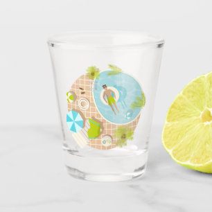 Swimming pool guy on tropical summer beach vacay shot glass