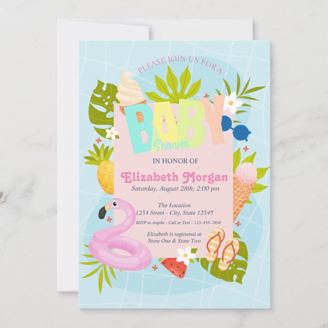 Swimming Pool Ice cream Baby Shower  Invitation (Front)