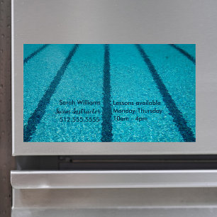 Swimming Pool Instructor Blue Lanes Swim Coach Magnetic Business Card