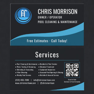 Swimming Pool Maintenance QR Code Business Card