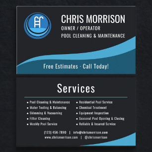 Swimming Pool Maintenance Service  Business Card