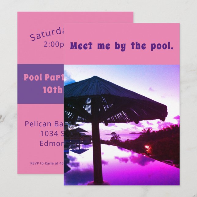 Swimming Pool Party Birthday Invitation (Front/Back)