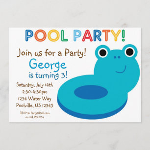 Swimming Pool Party - Blue Pool Floaty Birthday Invitation