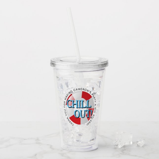 Swimming Pool Party Chill out Custom Favour Acrylic Tumbler (Front Ice)