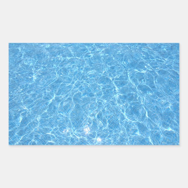 Swimming Pool Party Elegant Blank Blue Water Rectangular Sticker (Front)