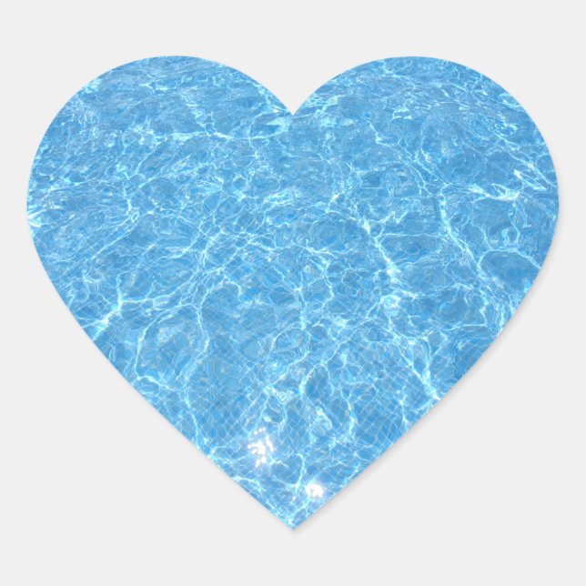 Swimming Pool Party Elegant Custom Blank Blue Heart Sticker (Front)