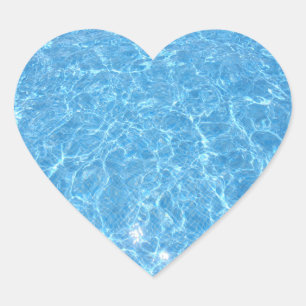 Swimming Pool Party Elegant Custom Blank Blue Heart Sticker
