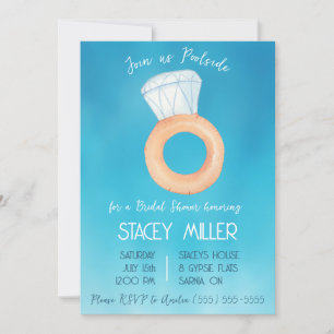 Swimming Pool Party Engagement Ring Bridal Shower Invitation