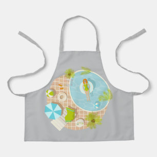 Swimming pool party girl in bikini summer beach apron