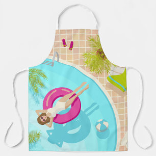 Swimming pool party girl in bikini summer beach apron