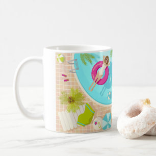 Swimming pool party girl in bikini summer beach coffee mug
