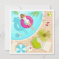 Swimming pool party girl in bikini summer beach 