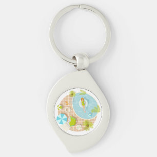 Swimming pool party girl in bikini summer beach  key ring