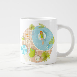 Swimming pool party girl in bikini summer beach  large coffee mug