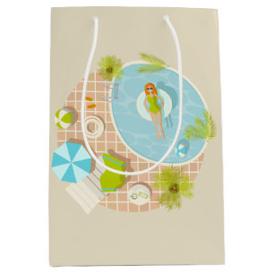 Swimming pool party girl in bikini summer beach  medium gift bag