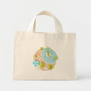 Swimming pool party girl in bikini summer beach mini tote bag