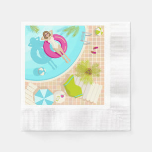 Swimming pool party girl in bikini summer beach napkin